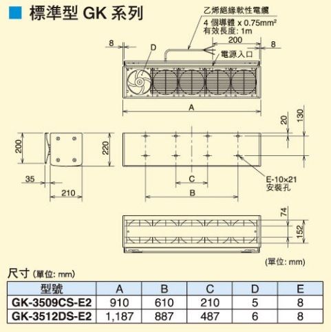 (image for) Mitsubishi GK-3512DS-E2 48" Air Curtain (2640CMH)