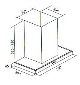 (image for) CRISTAL C7008EB 28" Chimney-type Cookerhood - Click Image to Close