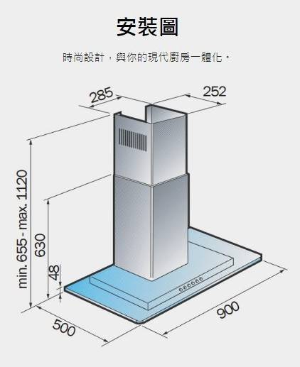 (image for) German Pool BOX 36" Chimney-Wall-Mount Type Rangehood (Made In Europe)