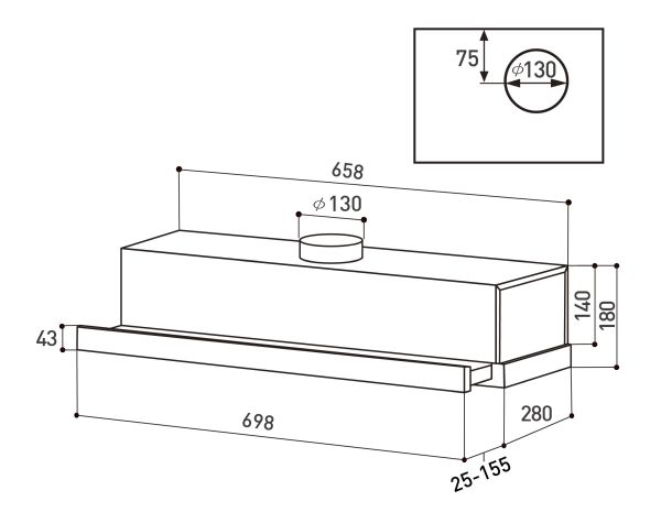 (image for) Lighting LJ-203-N7W 28" Telescopic-type Rangehood