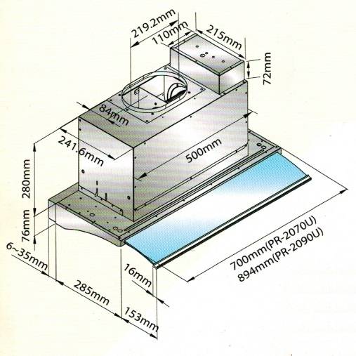 (image for) Pacific PR-2090U 36-inch Built-in Rangehood - Click Image to Close