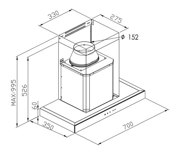 (image for) Pacific PR-6108-U70S 28-inch Chimney Cookerhood