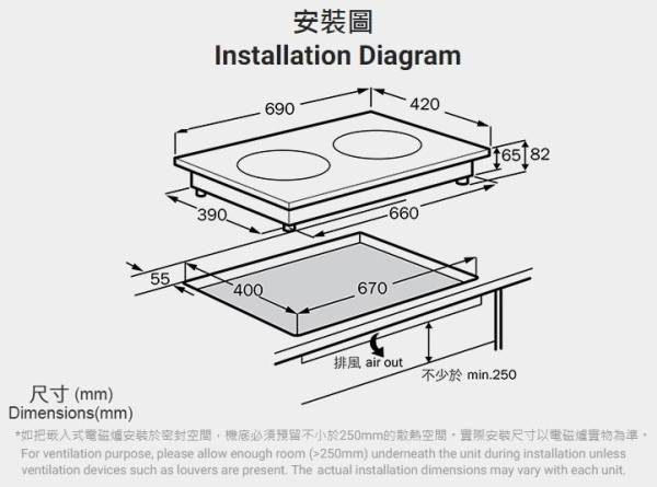 (image for) German Pool GIH-DD28B 5400W 2-Hob Built-In Hybrid Induction/Infra-red Cooker - Click Image to Close