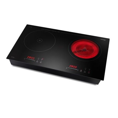 (image for) German Pool GIH-DD38B 2800W Built-In 2-Burner Induction-Ceramic Hybrid Cooker