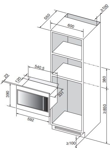 (image for) Brandt BMS6115X 26L Built-in Microwave Oven