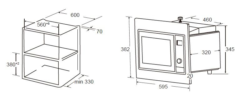 (image for) CRISTAL C20L-800B 20-litre Built-in Microwave Oven with Grill