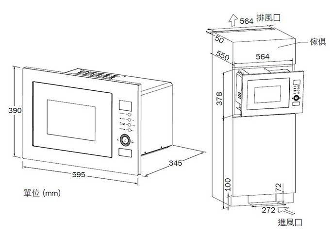 (image for) 德國寶 MVH-225D 25公升 嵌入式 燒烤 微波爐