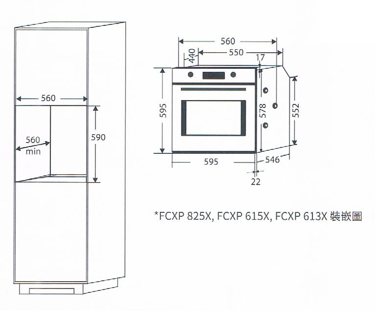 金鼎 FCXP613X 78公升 嵌入式 焗爐
