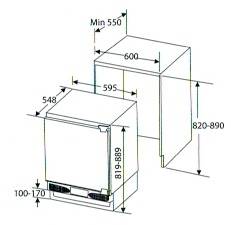 (image for) Cristal BV160EW-1 115L 1-Door Built-in Under-counter Refrigerator