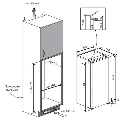 (image for) Philco PBTR122 175L Built-in 1-Door Refrigerator (Right Hinge Door) - Click Image to Close