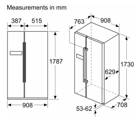 (image for) Siemens KA93NVIFPK 616L Side-by-Side Refrigerator