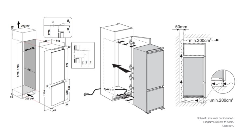 (image for) Whirlpool WHC18T311HK 249L 2-door Built-in Refrigerator (Bottom Freezer / Right hinge door)