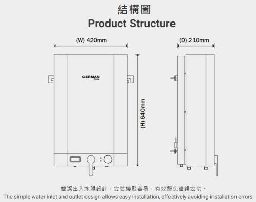 (image for) German Pool GPNB-6SSL 6-Gallon Rapid Fast Flow Electric Water Heater (Low-Pressure Shower Type)